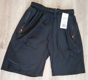 Nowe krótkie spodenki szorty męskie śliski materiał czarne r. L