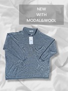 Sweterek z kołnierzykiem sweter cienki wełna MODAL wełniany 