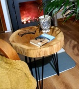 Stolik kawowy loft. Okrągły. Plaster drewna dębowy.