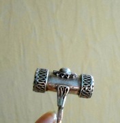 Duży srebrny filigranowy krakowski pierścionek  