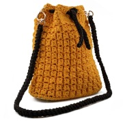 Stylowa Ręcznie Robiona Torebka Typu Worek | Musztardowa