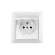 POLA Białe Gniazdo Elektryczne Pojedyncze z Uziemieniem Gniazdko z Klapką