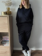 Granatowy dres damski ocieplany kaptur bluza spodnie