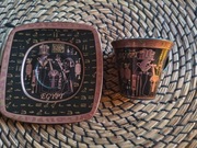 Filiżanka do kawy espresso Fathy Mahmoud Egypt z talerzykiem czarna