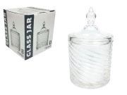 pojemnik szklany bombonierka z pokrywką tłoczony wzór FALA 16 x 10 cm GLM-