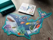 Podłogowe puzzle XXL brokatowe dla dzieci morze rekin ryby 49 puzzli