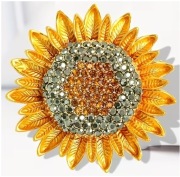 Broszka Słonecznik Cyrkonie Złota Modna Elegancka Przypinka Prezent GIFT