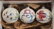 Bombki choinkowe narciarz bałwanek PRL szklane malowane bańki vintage 