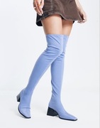 MANGO kozaki wysoka cholewka długie kolano niebieskie błękitne wysokie boho