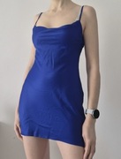 Nowa satynowa bieliźniana imprezowa krótka sukienka mini z lejącym dekoltem