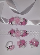 Zestaw do chrztu biało rożowy