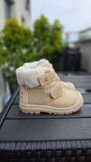 Buty zimowe Lasocki 24 zdrowa stopa za kostkę futerko beżowe bearfoot 