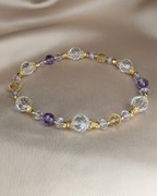 Bransoletka kamienie naturalne kryształ górski ametyst cytryn srebro 