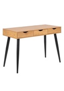 Stylowe drewniane biurko z szufladami na czarnych metalowych nogach 110x50