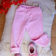 74cm, Urocze Różowe Spodnie Gumka Dziewczynka Miły Materiał Zamsz
