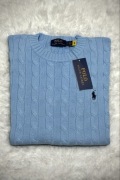 Polo Ralph Lauren sweter vintage cable knit niebieski basic S unisex