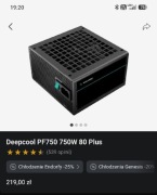 Zasilacz ATX Deepcool PF750 750W 80 Plus