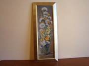 Bukiet polnych kwiatów olej na płycie