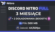 Discord Nitro FULL 3 Miesiące | KOD (Physical Card) | 2 Boosty
