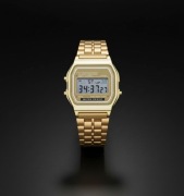 Złoty Zegarek Cyfrowy LCD Retro z Alarmem i Stoperem