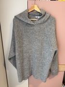 Szary luźny sweter o kroju bluzy z kapturem, Zara