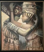 TOMASZ SĘTOWSKI "Nefretete" akryl, gwasz, płótno, 70x60cm