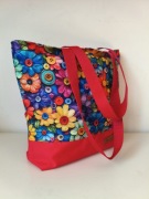 Torebka shopper kwiaty kolorowa, unikatowa, pojemna torba damska na ramię