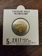 5 zł złotych 2017 rok. Centralny Okręg Przemysłowy. Holder i opis.