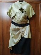 Sukienka wieczorowa, czarno-oliwkowa + bolerko