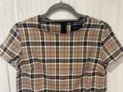 Sukienka w kratkę prosta elegancka beżowa S/M Mohito