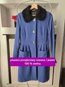 100% virgin wool Płaszcz Simple wiosna/jesień Rozmiar S/M