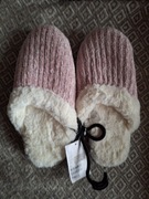 Kapcie rozowe ocieplane bialym misiem 38/39 H&M