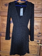 Sukienka czarna brokatowa  z dlugim rękawem xs New Yorker 