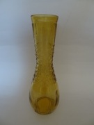 Prądniczanka wazon miodowy, bursztynowy, szkło Prl, retro, vintage