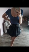 Sukienka bombka z paskiem granatowo-czarna rozmiar S/M vintage