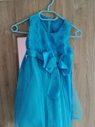 Sukienka dziecięca rozkloszowana midi satyna rozmiar 122 (117 - 122 cm)