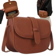 Torebka damska brązowa skórzana Na ramię Listonoszka Solidna 