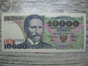 BANKNOT PRL 10000 ZŁOTYCH 1987 ROK SERIA L S. WYSPIAŃSKI