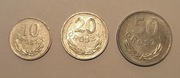 Zestaw monet PRL 10, 20 i 50 groszy z 1977roku 