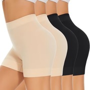 DAMSKIE KRÓTKIE SPODENK, WYGODNE, ELASTYCZNE, 4 SZTUKI – CZARNE/BEŻOWE