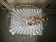 WALTHER GLAS GLASS PIĘKNA DUŻA PATERA GRUBE SZKŁO ZŁOCONA ORYGINAŁ PREZENT