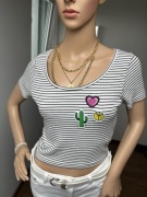 Crop Top t-shirt na lato Wiskoza Rozmiar L (40) boho casual old money