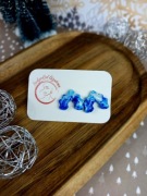 Kolczyki sztyfty podkowy, niebieski marmurek.