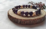 Bransoletka z perłami i ametystem rękodzieło
