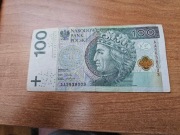 Banknot obiegowy 100zl seria AA5538003