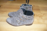 Botki KAZAR, r. 37, szare, klamerki, zamsz, tanio!