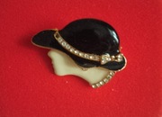 Elegancka broszka vintage lata 80te styl art deco kryształki emalia metal