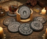 Podkładki z Łupka 6szt + Stojak | Motyw D&D RPG Fantasy