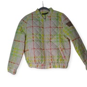 Nowa lekka pikowana kurteczka ecri w limonkowo pomarańczowa kratę r. 38 M