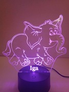 słoniątko lampka LED z pilotem. Personalizacja